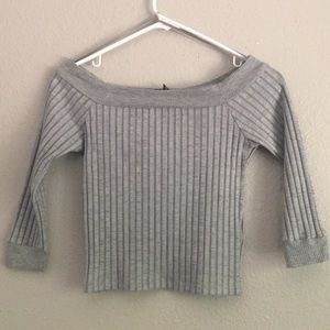 Topshop squareneck off-the-shoulder grey top